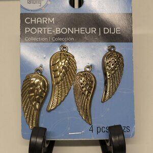 NWT! 8pc, 4 Sets of Antique Gold-Tone Angel Wings by Bead Landing
